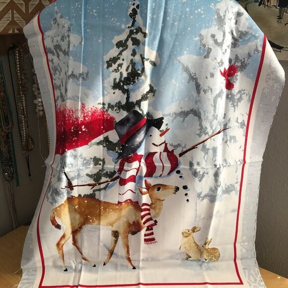 Welcome Winter Snowman Fabric Panel 24" x 44" Christmas Holliday by Henry Glass - Picture 4 of 6